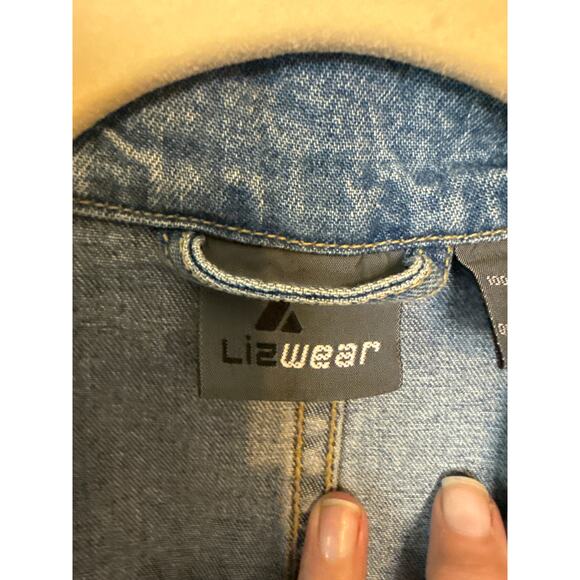 Vintage 80's LizWear Denim Blue Blazer Jacket  Sz12 - Picture 4 of 7